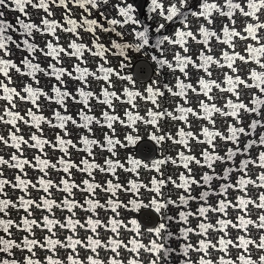 Kasper Houndstooth Blazer Jacket Black White‎ Lined Long Sleeve Women's Size 12